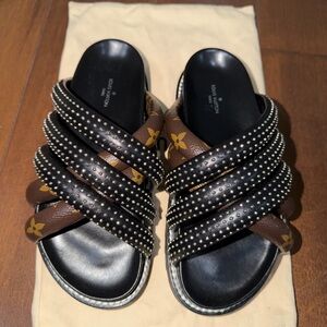 Louis Vuitton Black and Brown Sandals
